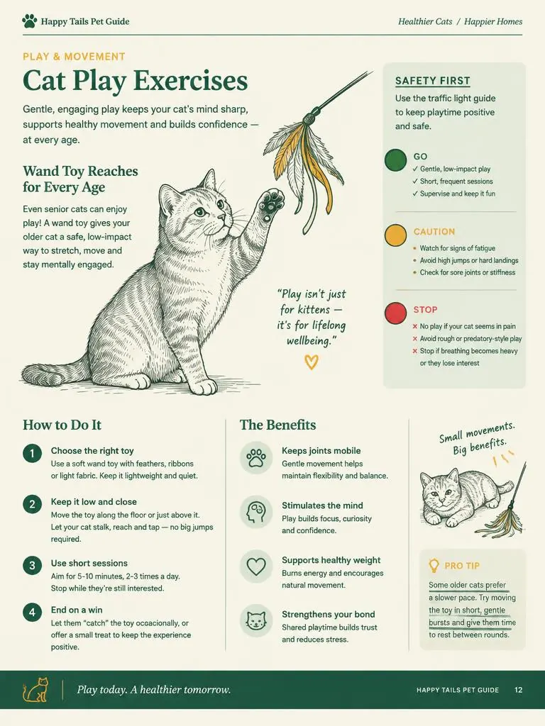 Sample page: cat play exercises with traffic-light safety guide